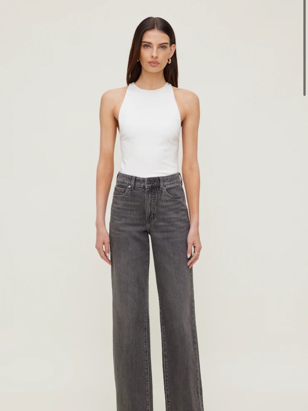 Dynamite Heidi High-Rise Wide-Leg Jeans in Washed Grey